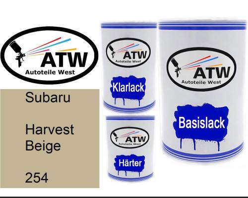 Subaru, Harvest Beige, 254: 500ml Lackdose + 500ml Klarlack + 250ml Härter - Set, von ATW Autoteile West.
